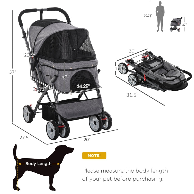 Pet Foldable Travel Carriage Stroller with Reversible Handle by Furr Baby Gifts