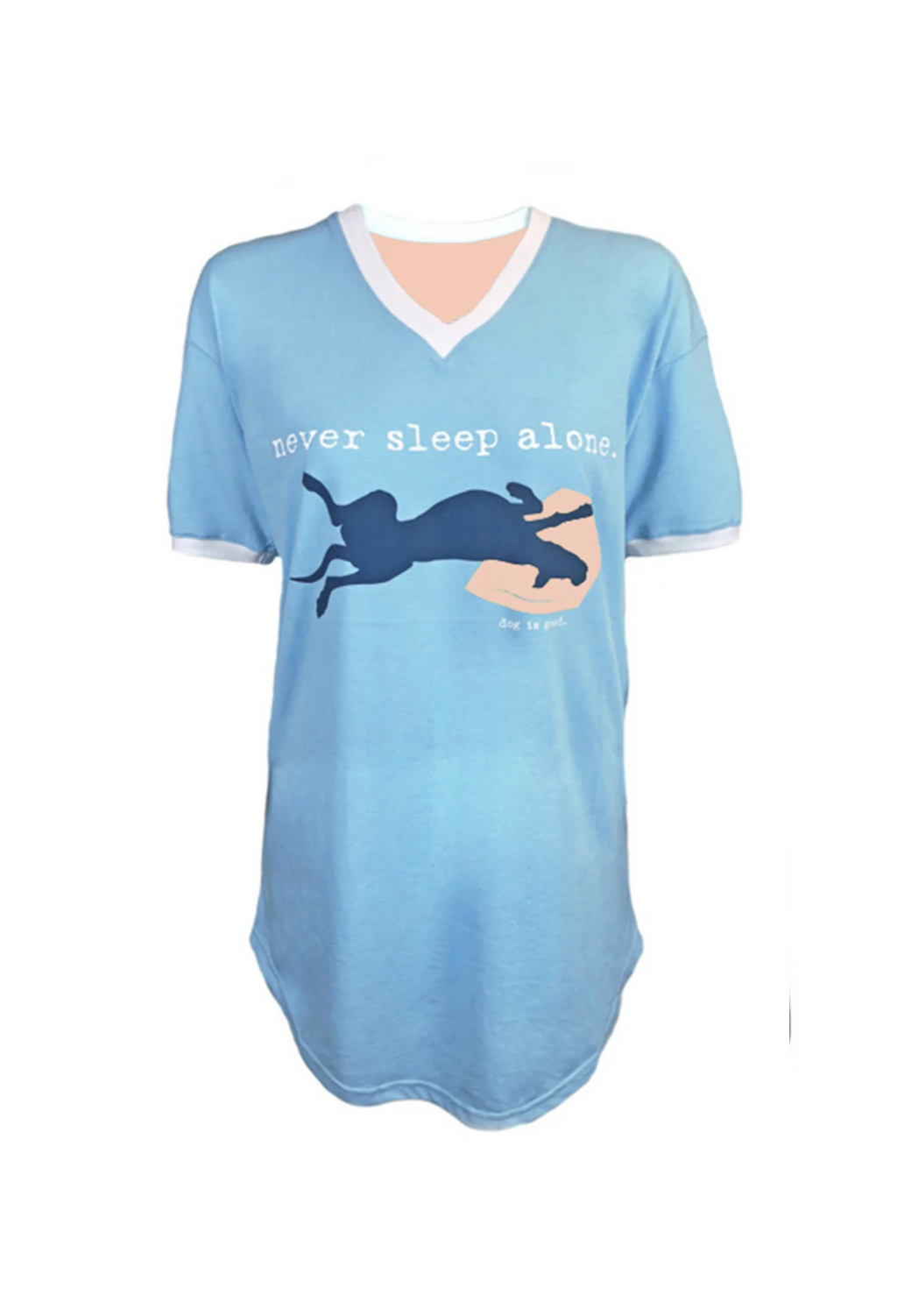 Sleep Shirt: Never Sleep Alone (Light Blue) by Dog is Good