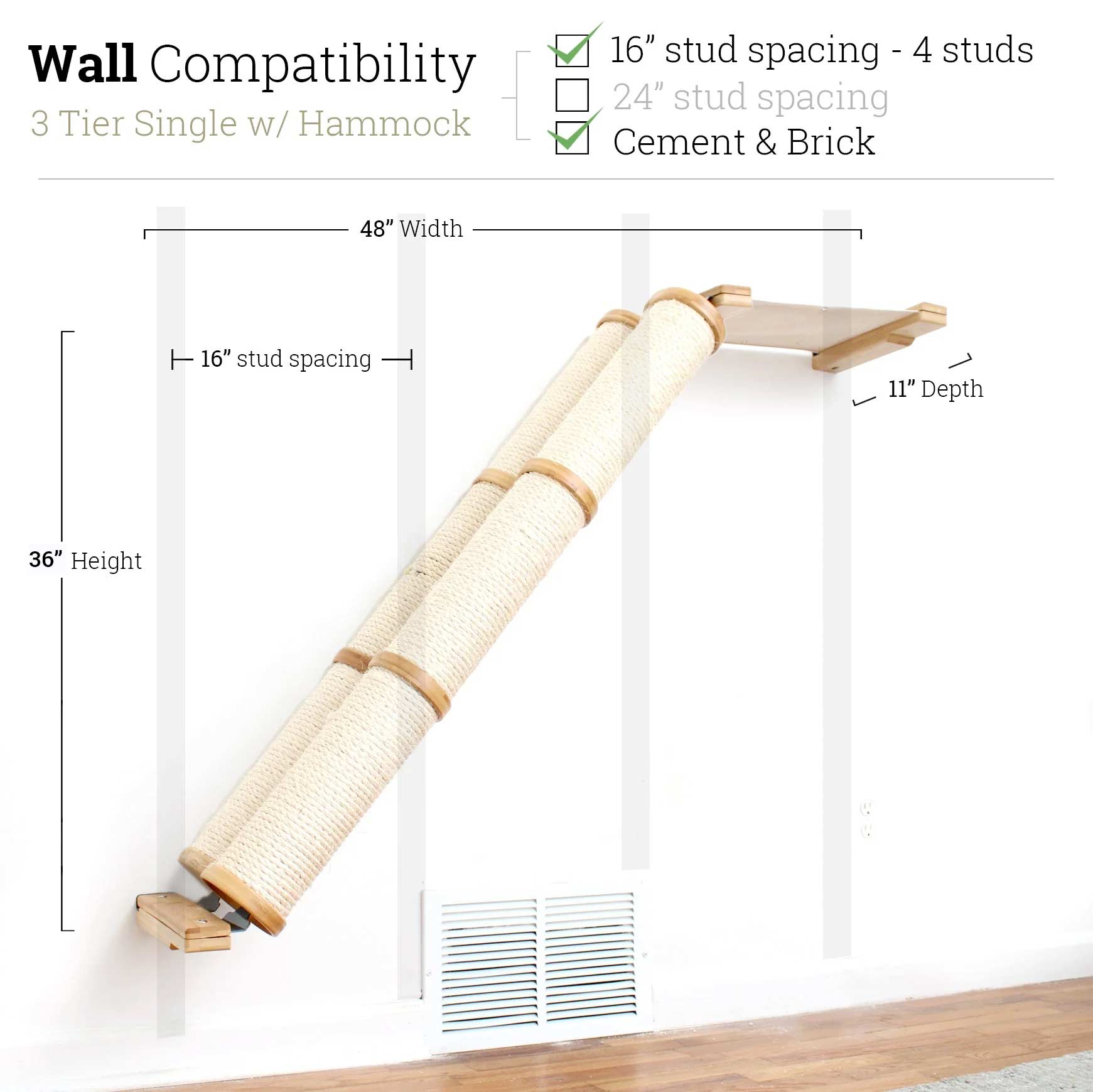 Slanted Cat Scratcher for Wall