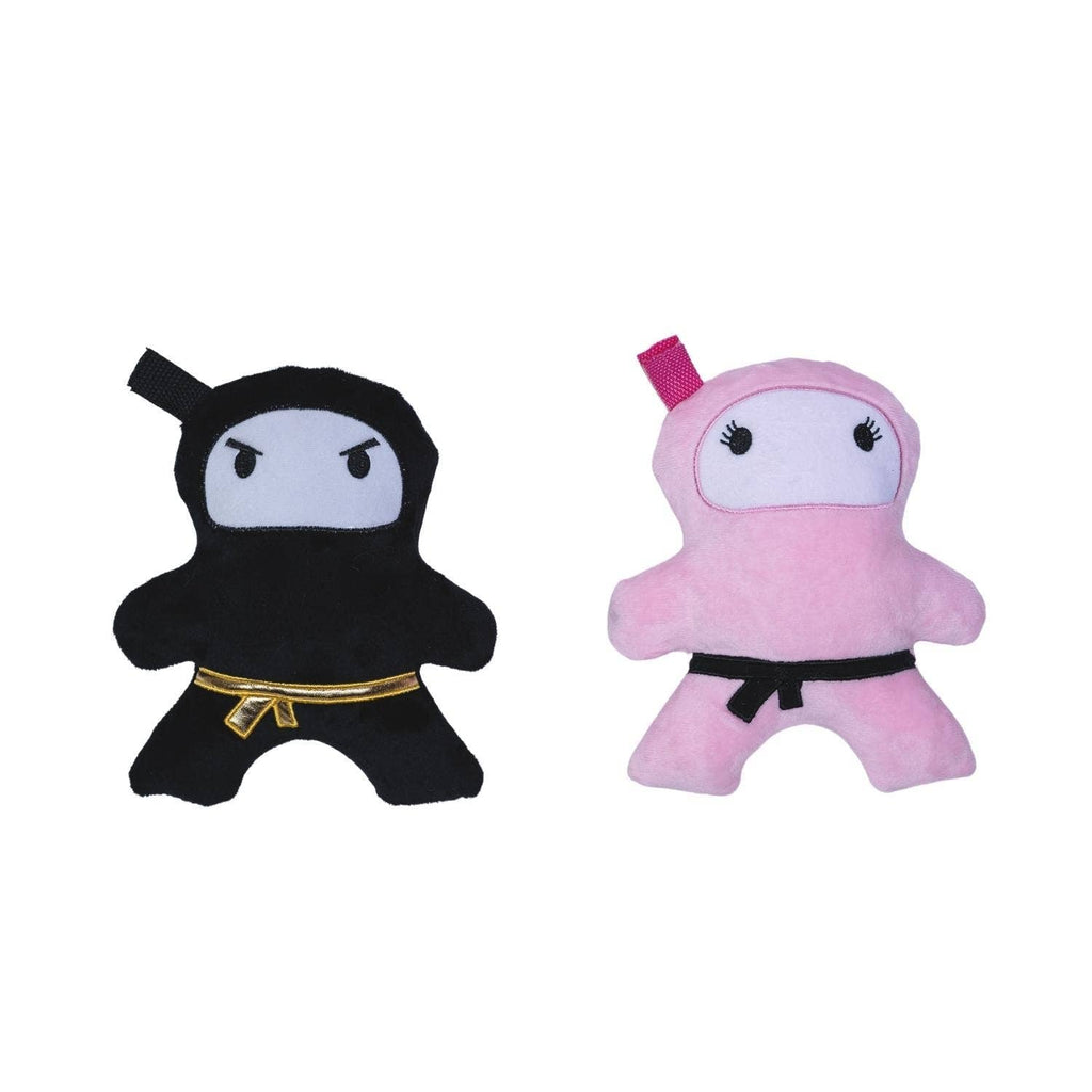 Pink & Black Ninja Plush Dog Toy Set, Squeakers & Crinkle Paper by American Pet Supplies