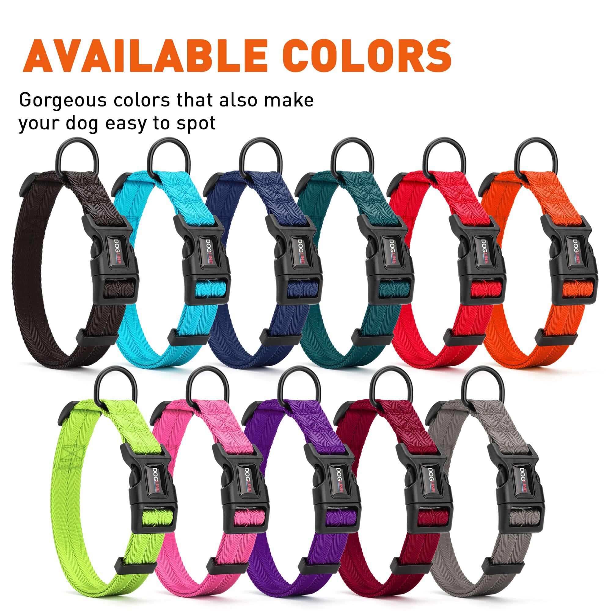 Nylon Flat Dog Collar by Dogline