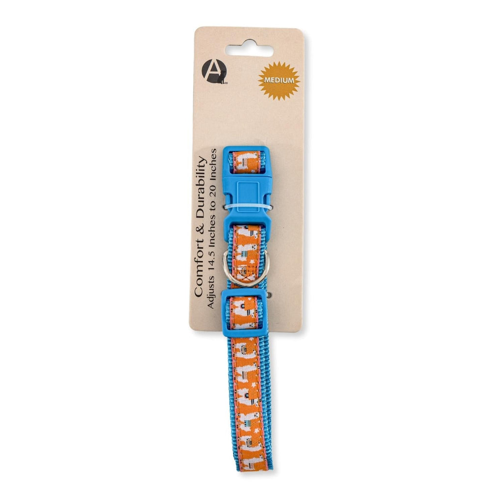 Nylon Dog Collar with Embroidered Llama Design, Adjustable, Comfortable & Secure Fit by American Pet Supplies