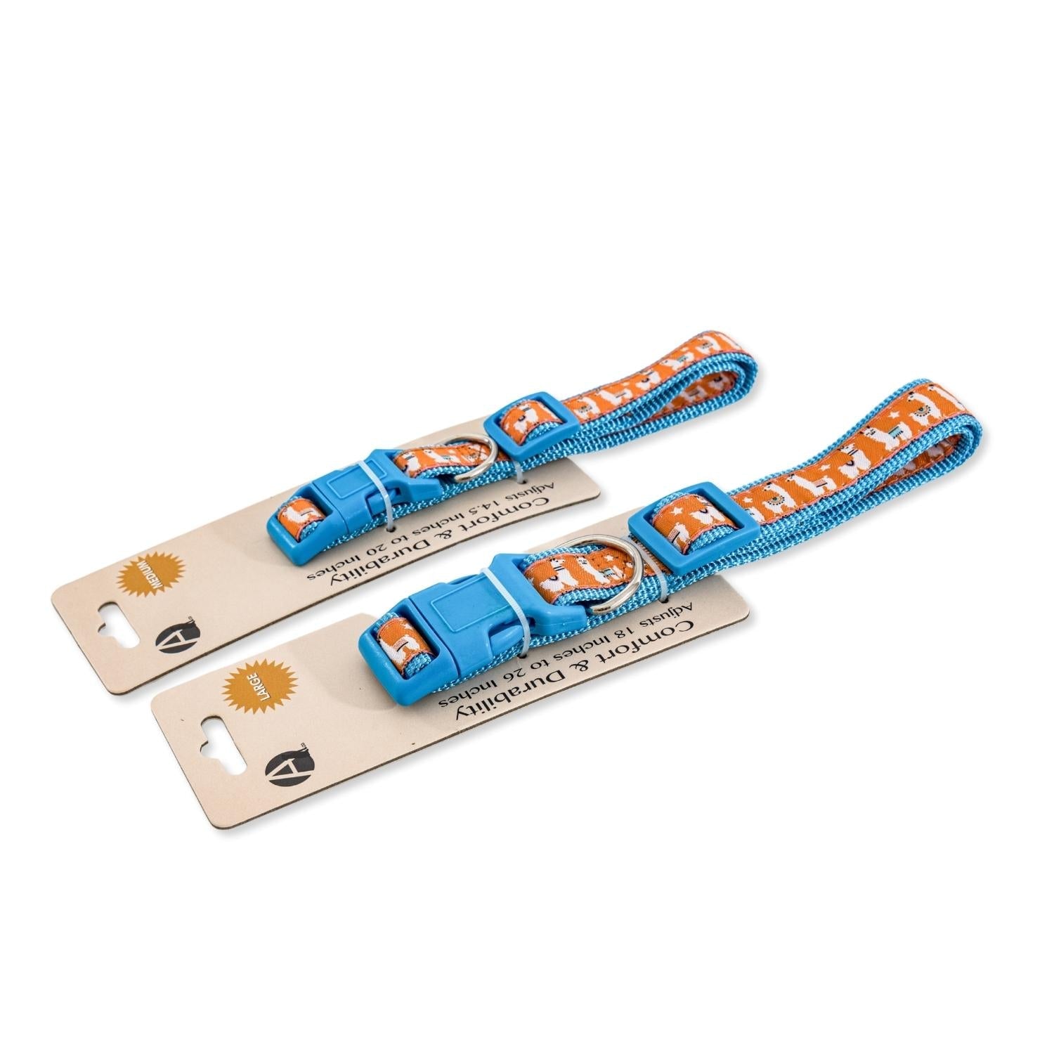 Nylon Dog Collar with Embroidered Llama Design, Adjustable, Comfortable & Secure Fit by American Pet Supplies
