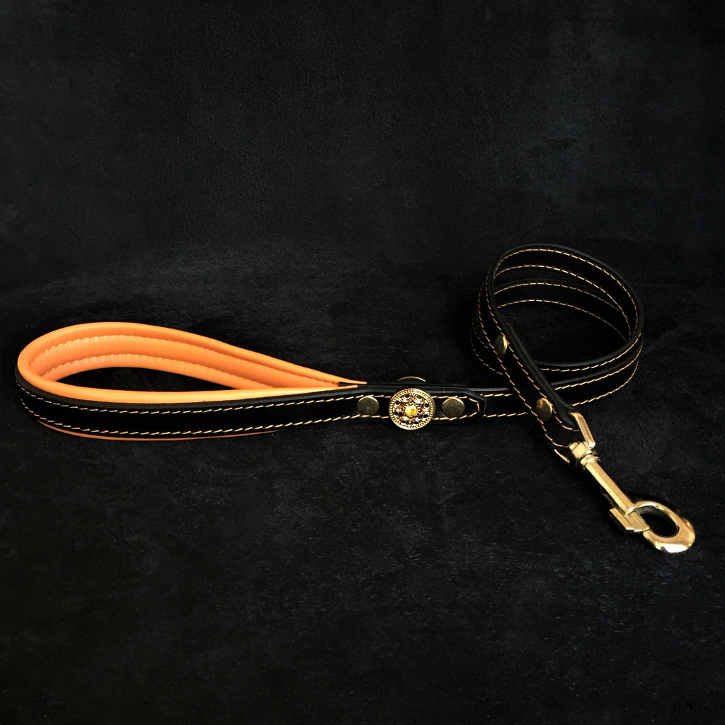''Bijou'' harness Black & Orange for big dogs by Bestia Dog Gear