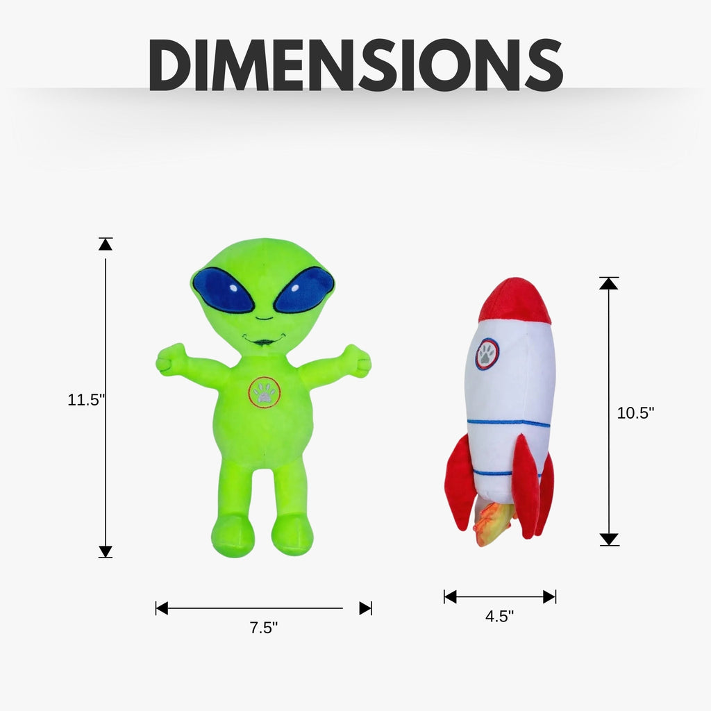 Space Alien & Rocket Plush Dog Toy Gift Set – with Squeaker & Crinkle Paper for Fun Play by American Pet Supplies