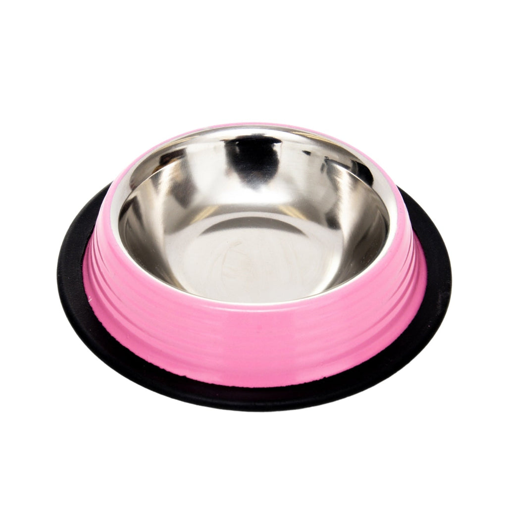 Country Living Set of 2 Ribbed Non-Slip Pet Bowls – Carnation Pink by American Pet Supplies