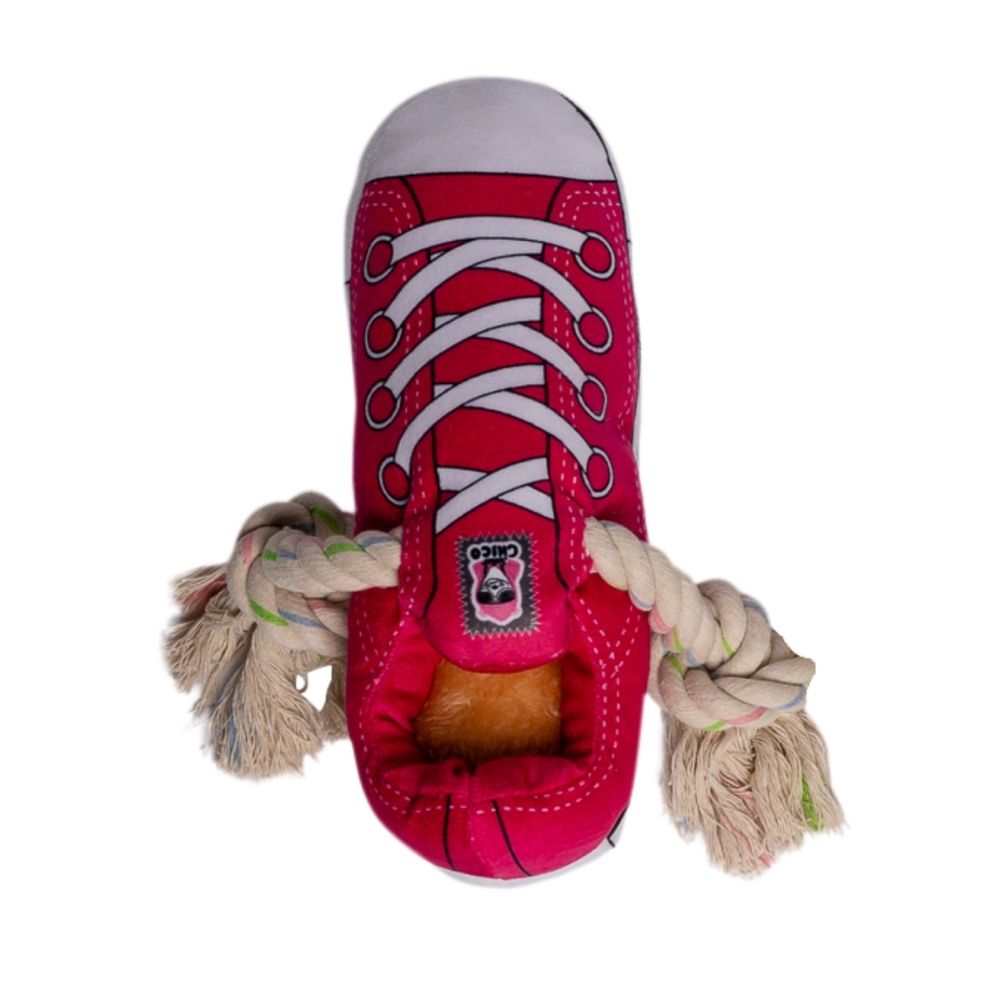 Squeaky Comfort Plush Sneaker Dog Toy – with Treat Compartment, Safe & Durable – Pink by American Pet Supplies
