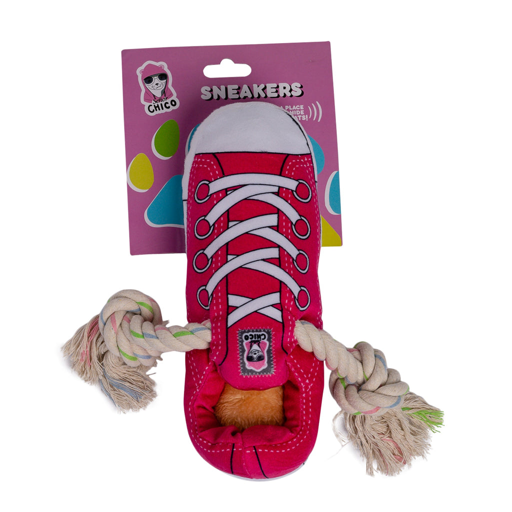 Squeaky Comfort Plush Sneaker Dog Toy – with Treat Compartment, Safe & Durable – Pink by American Pet Supplies