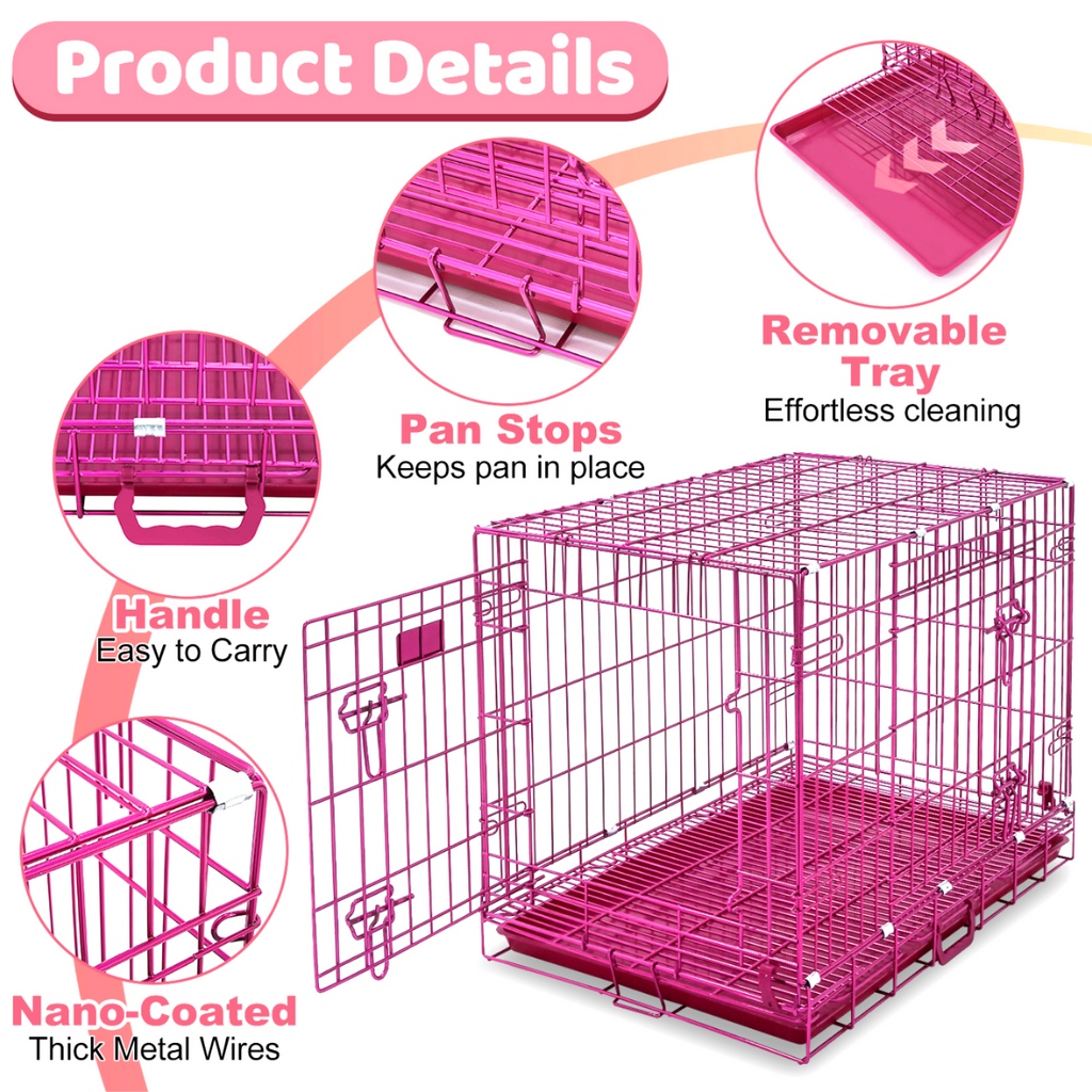 24-42" Collapsible Pink Dog Crate RED24-42 by Homey Pet Official