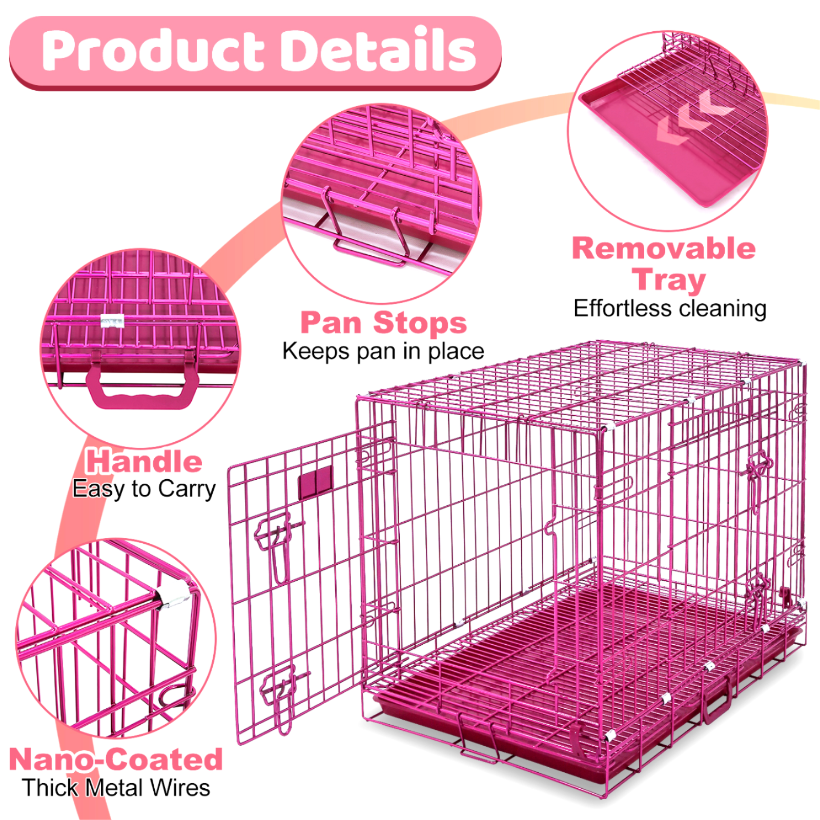 24-42" Collapsible Pink Dog Crate RED24-42 by Homey Pet Official