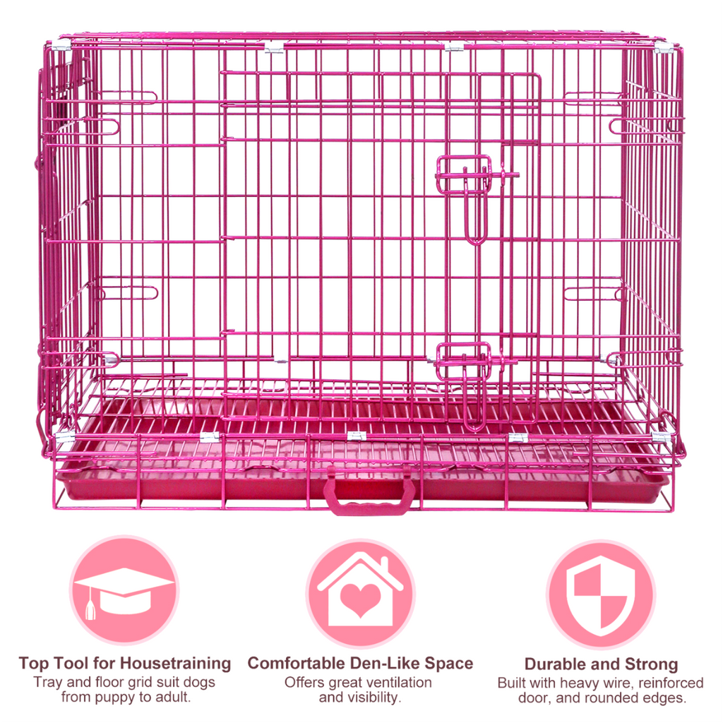 24-42" Collapsible Pink Dog Crate RED24-42 by Homey Pet Official