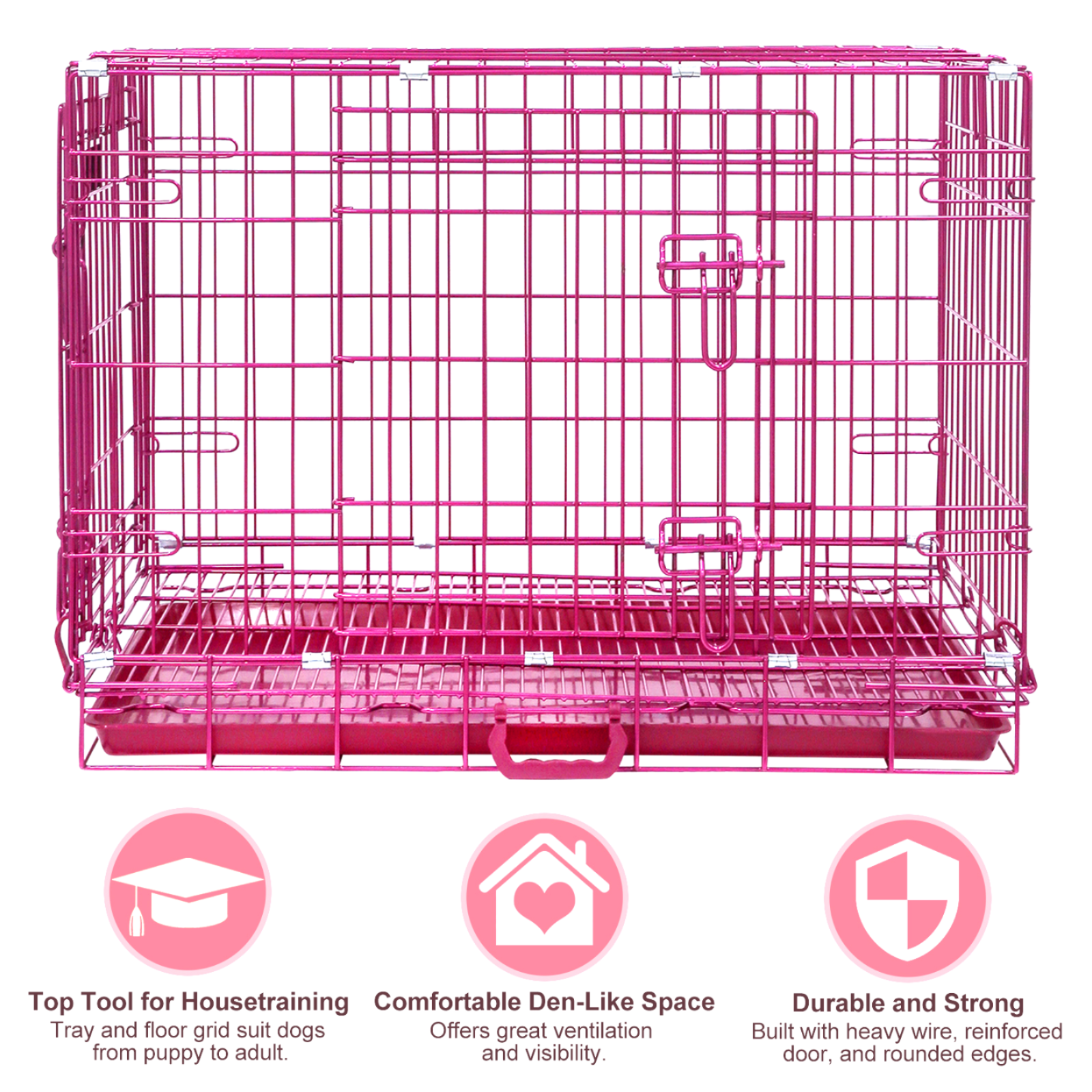 24-42" Collapsible Pink Dog Crate RED24-42 by Homey Pet Official