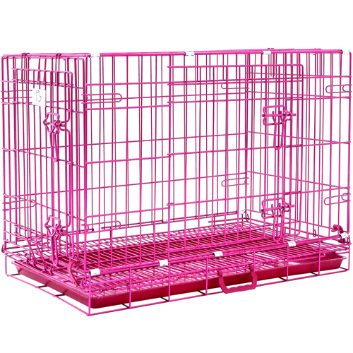 24-42" Collapsible Pink Dog Crate RED24-42 by Homey Pet Official