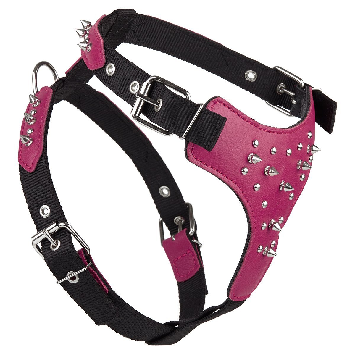 Leather + Nylon Spiked Dog Harness by Dogline