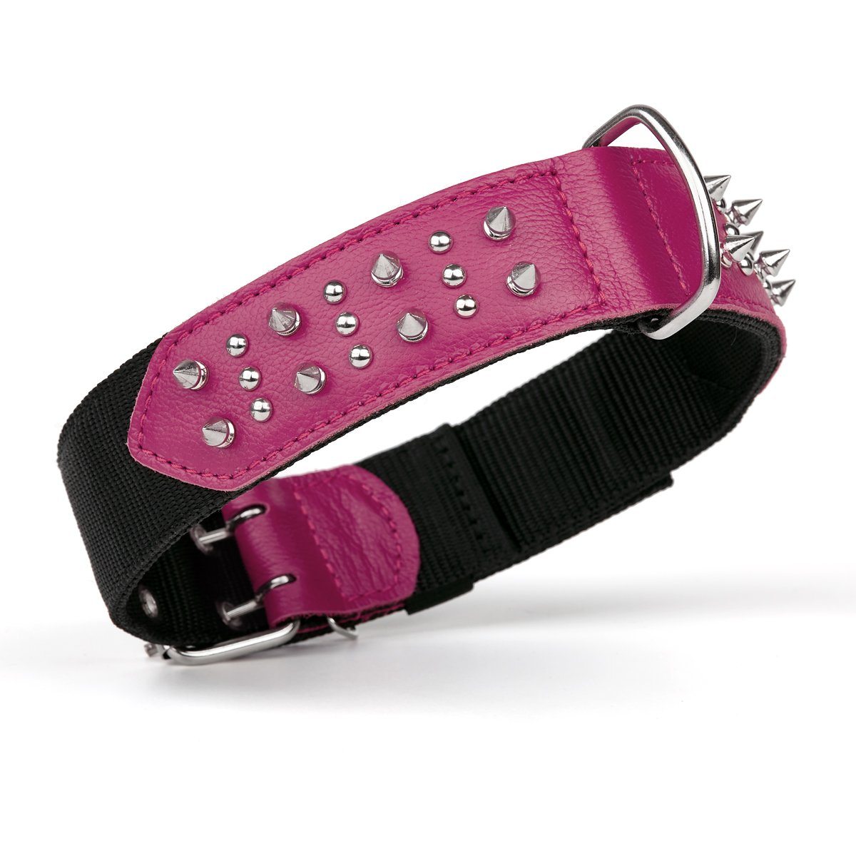 Leather + Nylon Spiked Dog Collar by Dogline