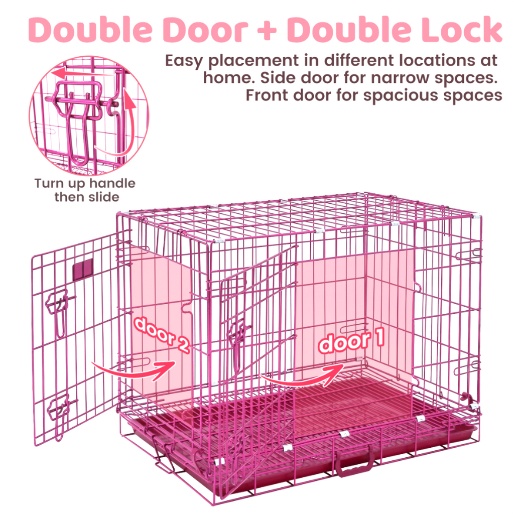 24-42" Collapsible Pink Dog Crate RED24-42 by Homey Pet Official