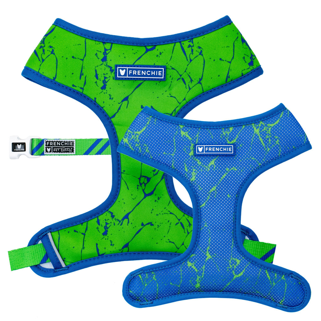 Frenchie Duo Reversible Harness - Green Marble by Frenchie Bulldog