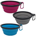 Mr. Peanut's 3 Pak XL (25oz) Collapsible Silicone Bowls with Color Matched Carabiner Clips by Mr. Peanut's Pet Carriers