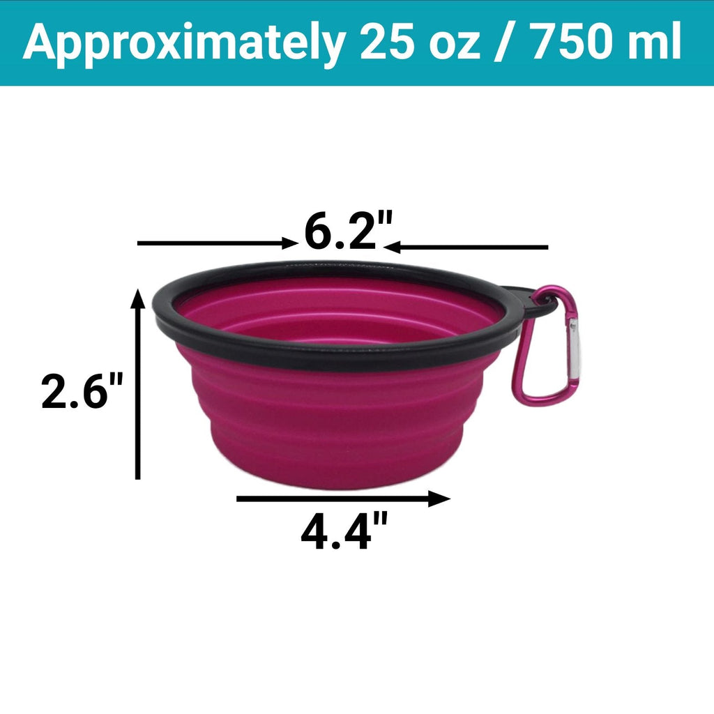Mr. Peanut's 3 Pak XL (25oz) Collapsible Silicone Bowls with Color Matched Carabiner Clips by Mr. Peanut's Pet Carriers