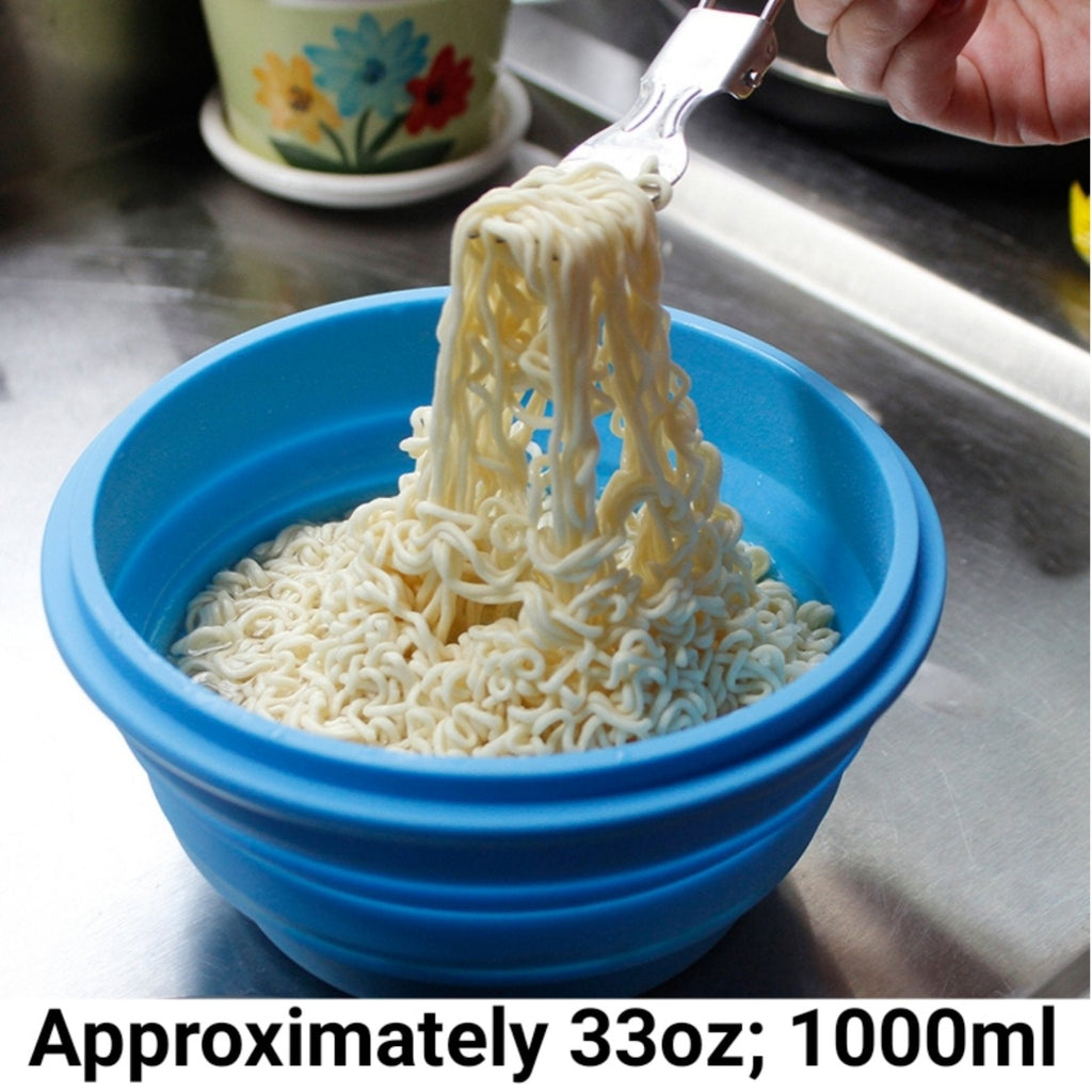 Mr. Peanut's 30oz Collapsible Silicone Camping Bowl with Lid & Foldable Fork by Mr. Peanut's Pet Carriers