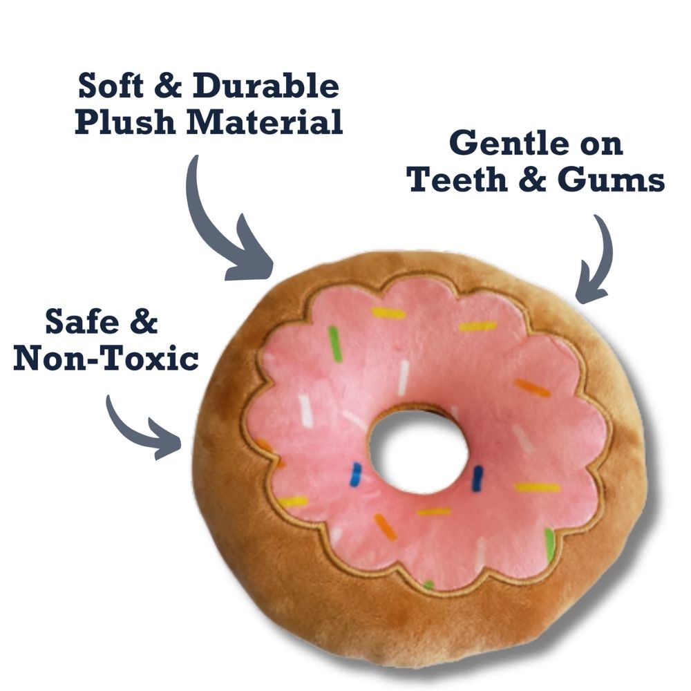 Donut Plush Dog Toy – Soft, Chewy and Cuddly, Safe & Non-Toxic, Ideal for Fetching, Tug-of-War, Gentle Chewing – Strawberry by American Pet Supplies