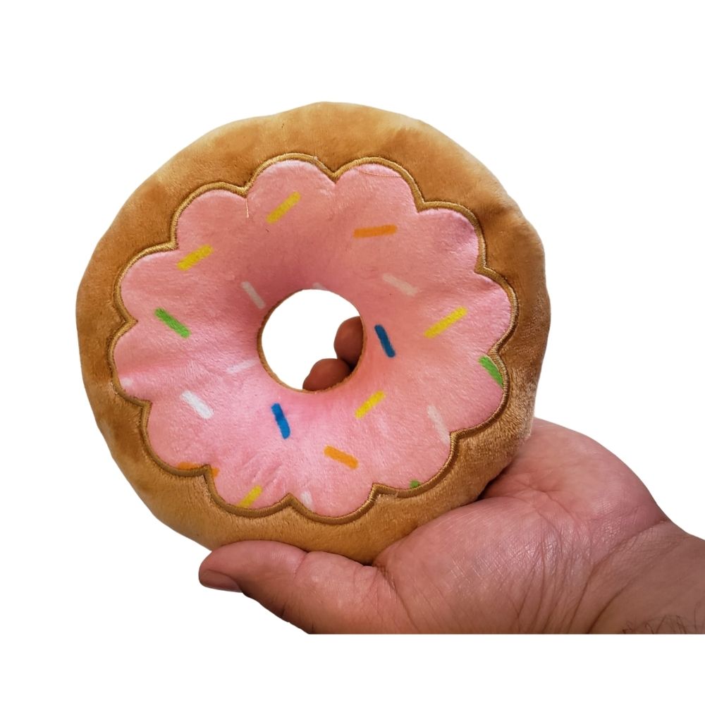 Donut Plush Dog Toy – Soft, Chewy and Cuddly, Safe & Non-Toxic, Ideal for Fetching, Tug-of-War, Gentle Chewing – Strawberry by American Pet Supplies