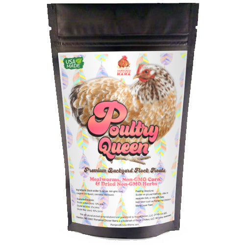 Poultry Queen Mealworm, Premium Corn, Flax Seeds, & Herb Treat For Pet Chickens by Dahlia Pets