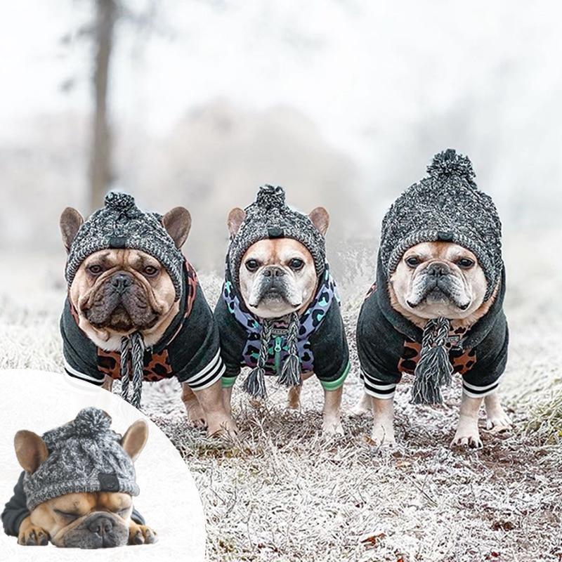 Autumn Winter Warm Knitted Pet Hats With Fluffy Ball by Furr Baby Gifts