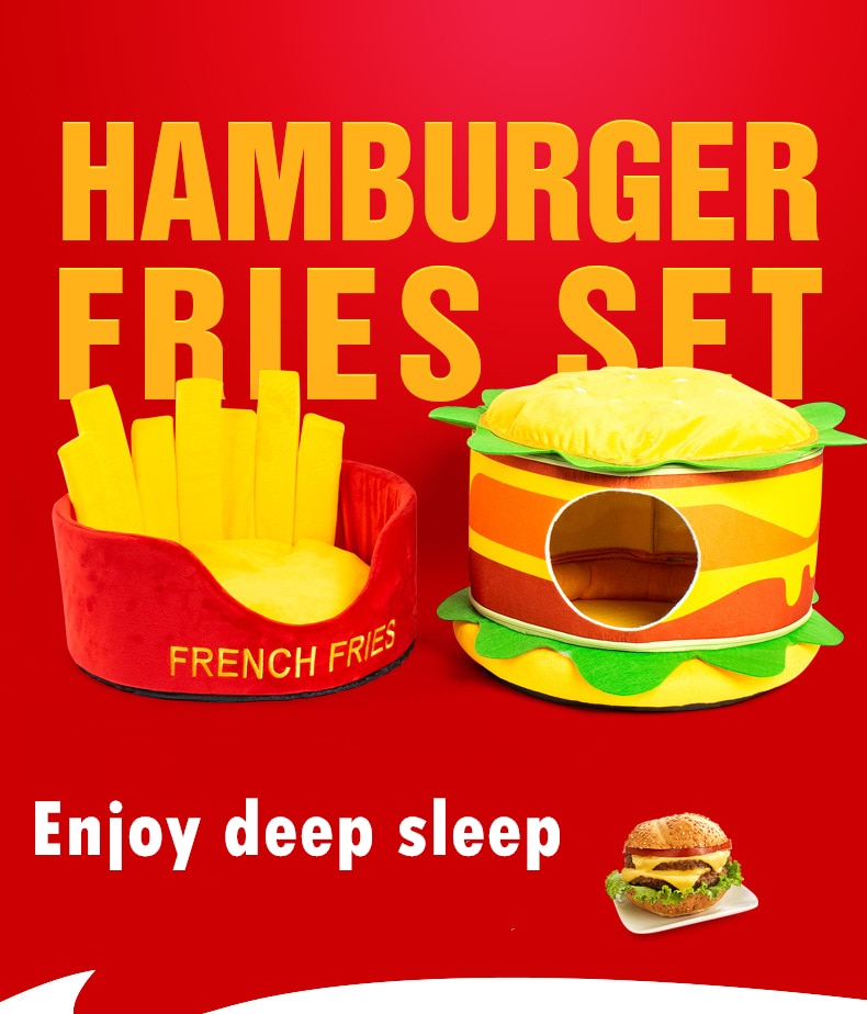 Hamburger French Fries Pet Bed by Furr Baby Gifts