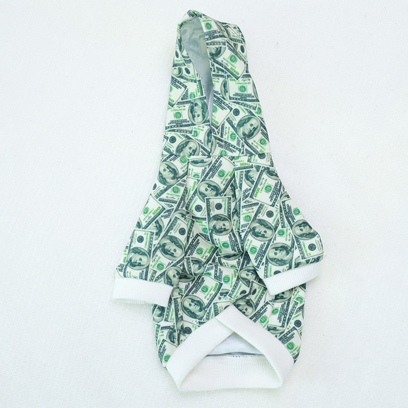 Money Print Dog Hoodie by Furr Baby Gifts
