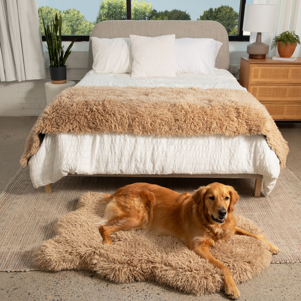 PupRug® Luxe Faux Fur Orthopedic Dog Bed - Plush Sheep Tan by Paw.com
