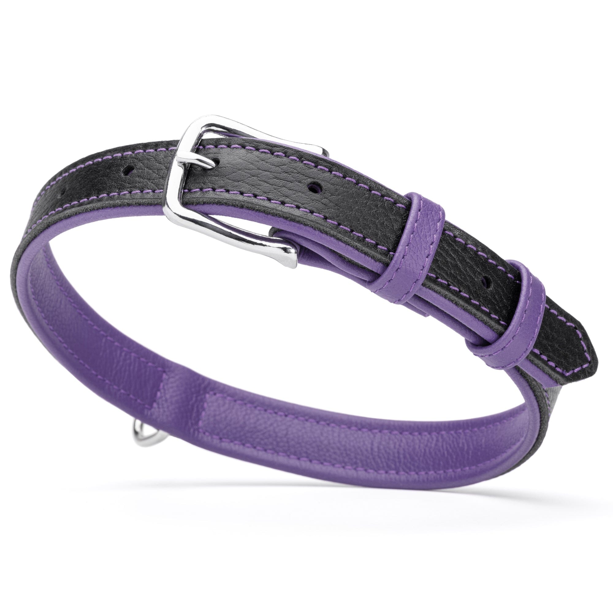 Soft Leather Dual-Color Flat Dog Collar by Dogline