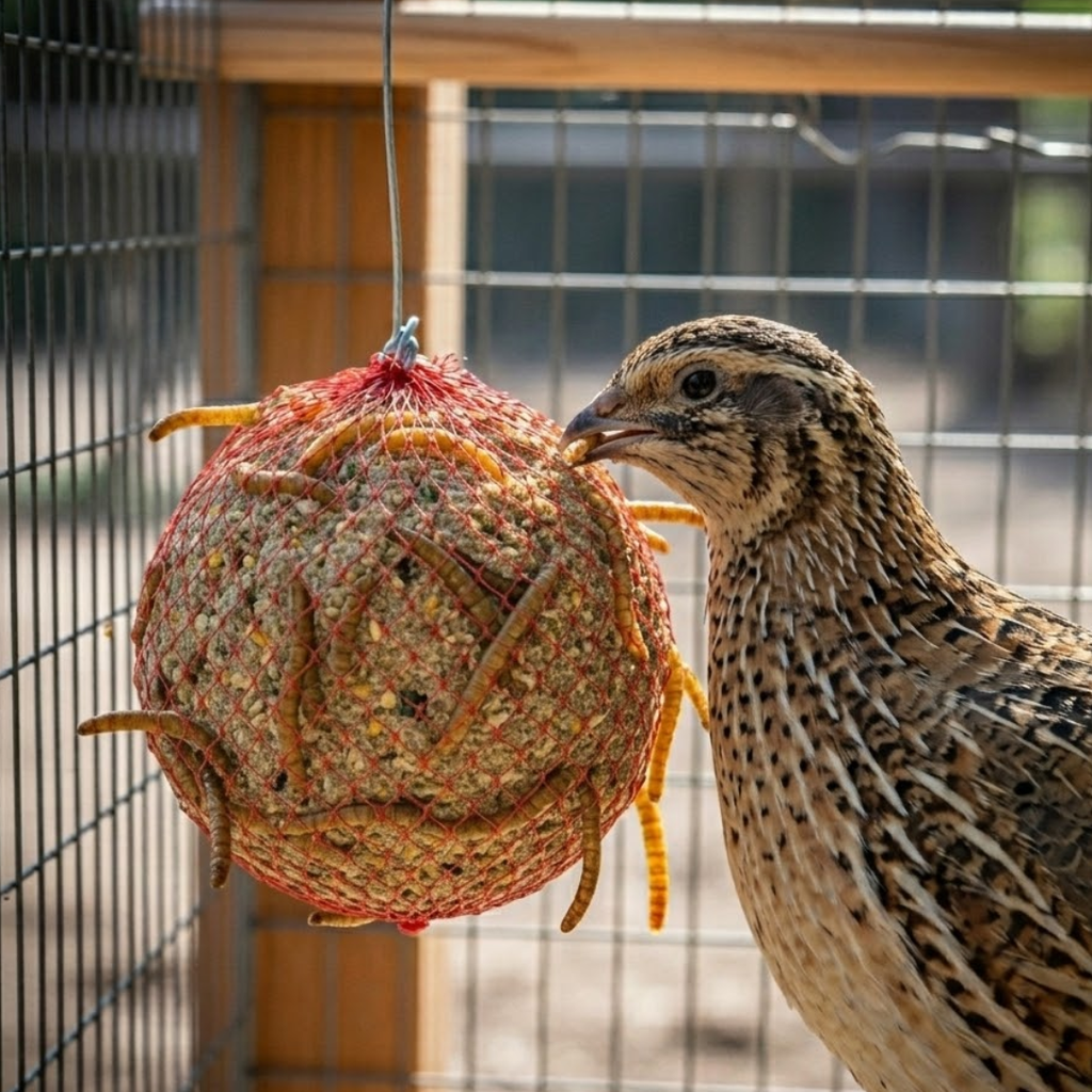 Quail & Gamebird Knödel — Enrichment Feed Ball with Mealworms 2 pack by Quailz.com by Undique LLC