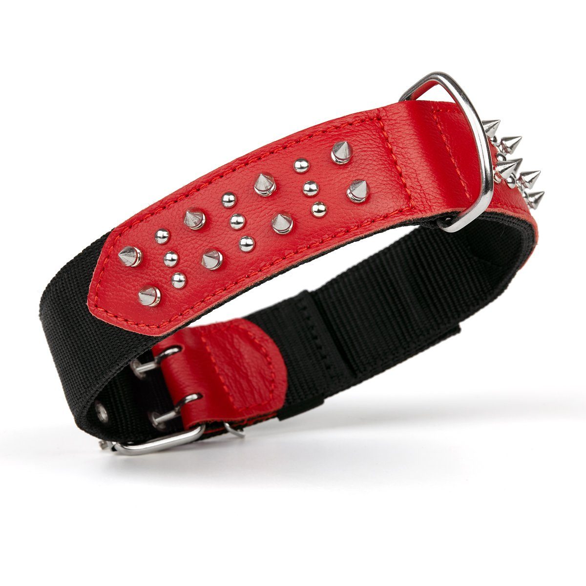 Leather + Nylon Spiked Dog Collar by Dogline