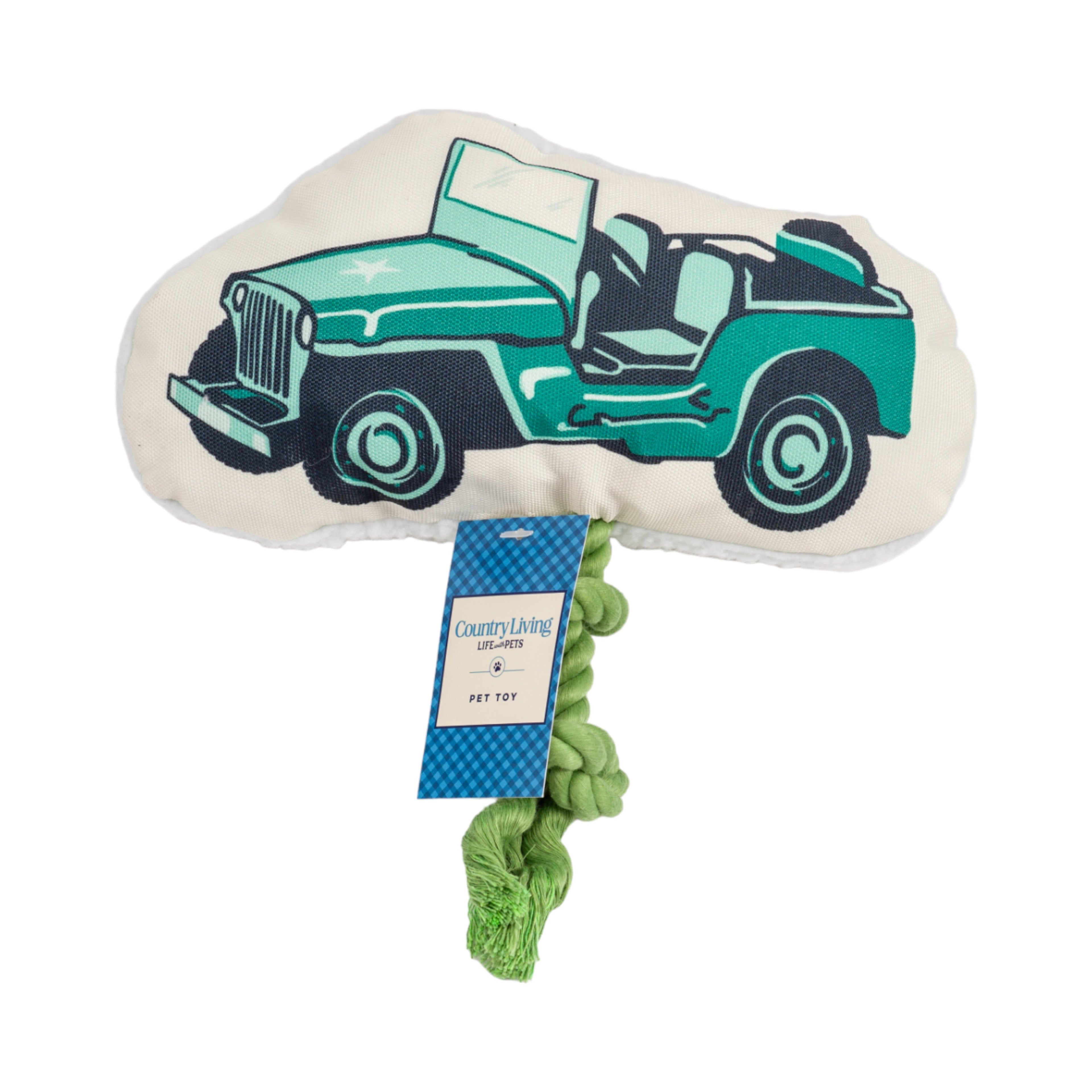 Country Living Retro Army Jeep with Squeaker & Crinkle Paper Plush Dog Toy by American Pet Supplies