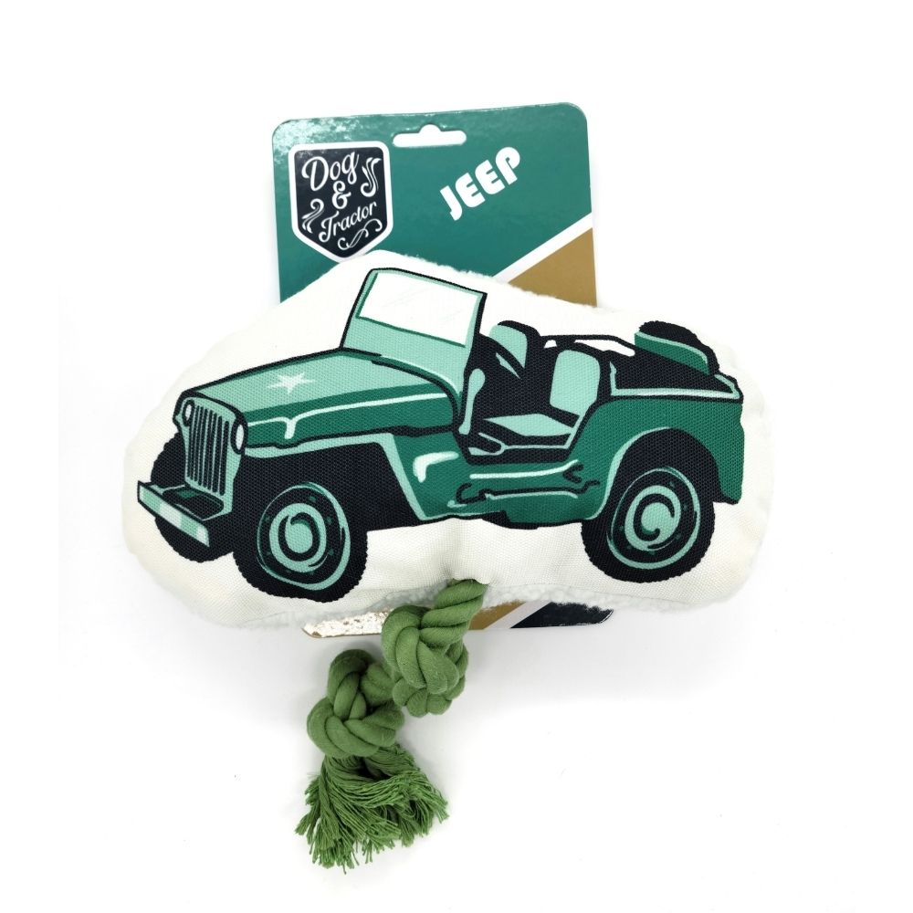 Country Living Retro Army Jeep with Squeaker & Crinkle Paper Plush Dog Toy by American Pet Supplies