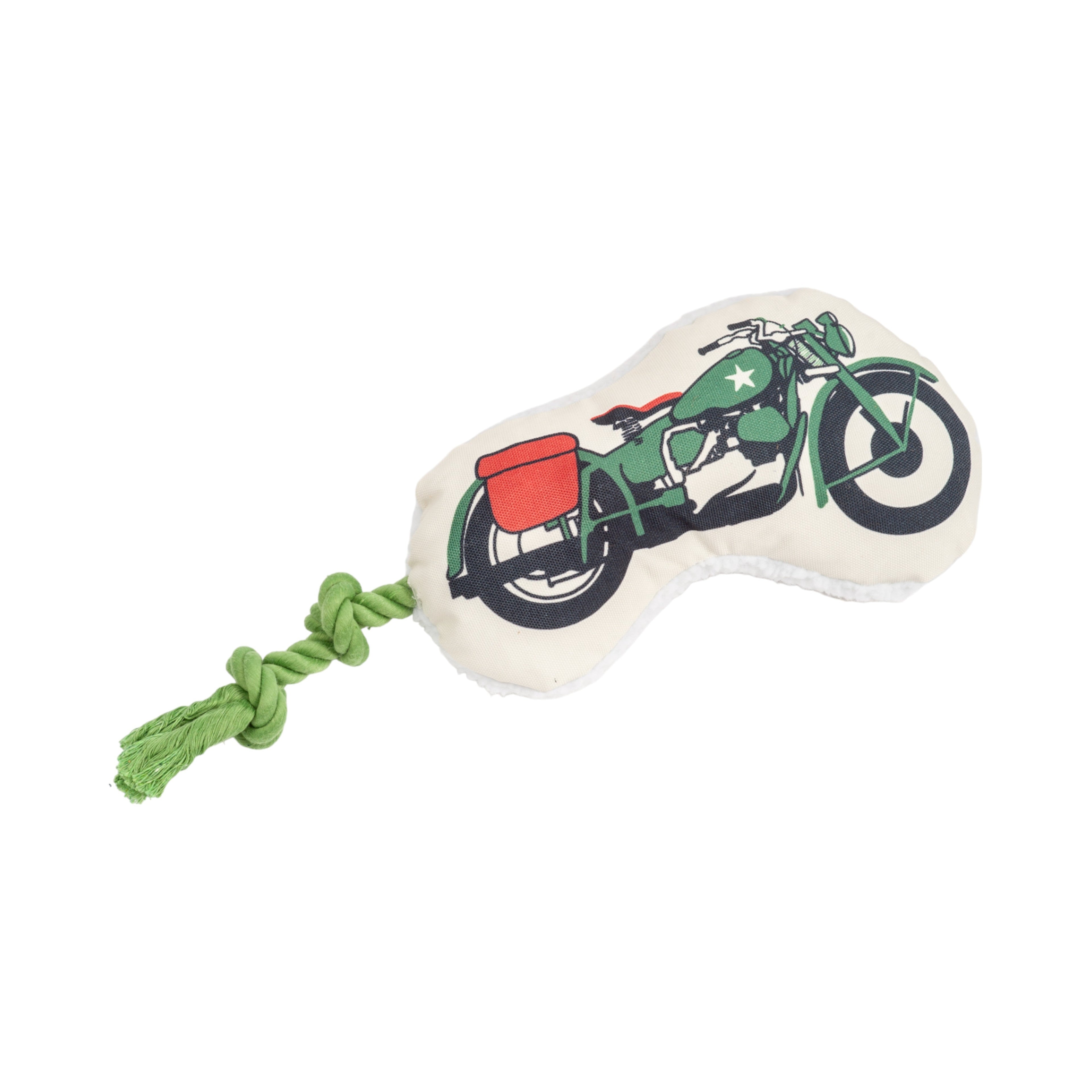 Country Living Retro Army Motorcycle with Squeaker & Crinkle Paper Plush Dog Toy by American Pet Supplies