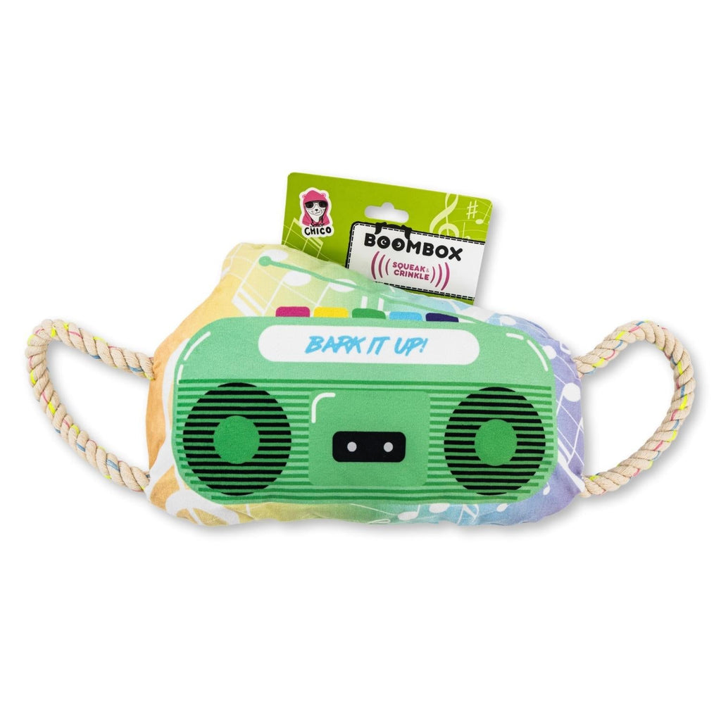 Retro Boombox Plush Dog Toy – with Squeaker & Crinkle Paper for Fun Play by American Pet Supplies