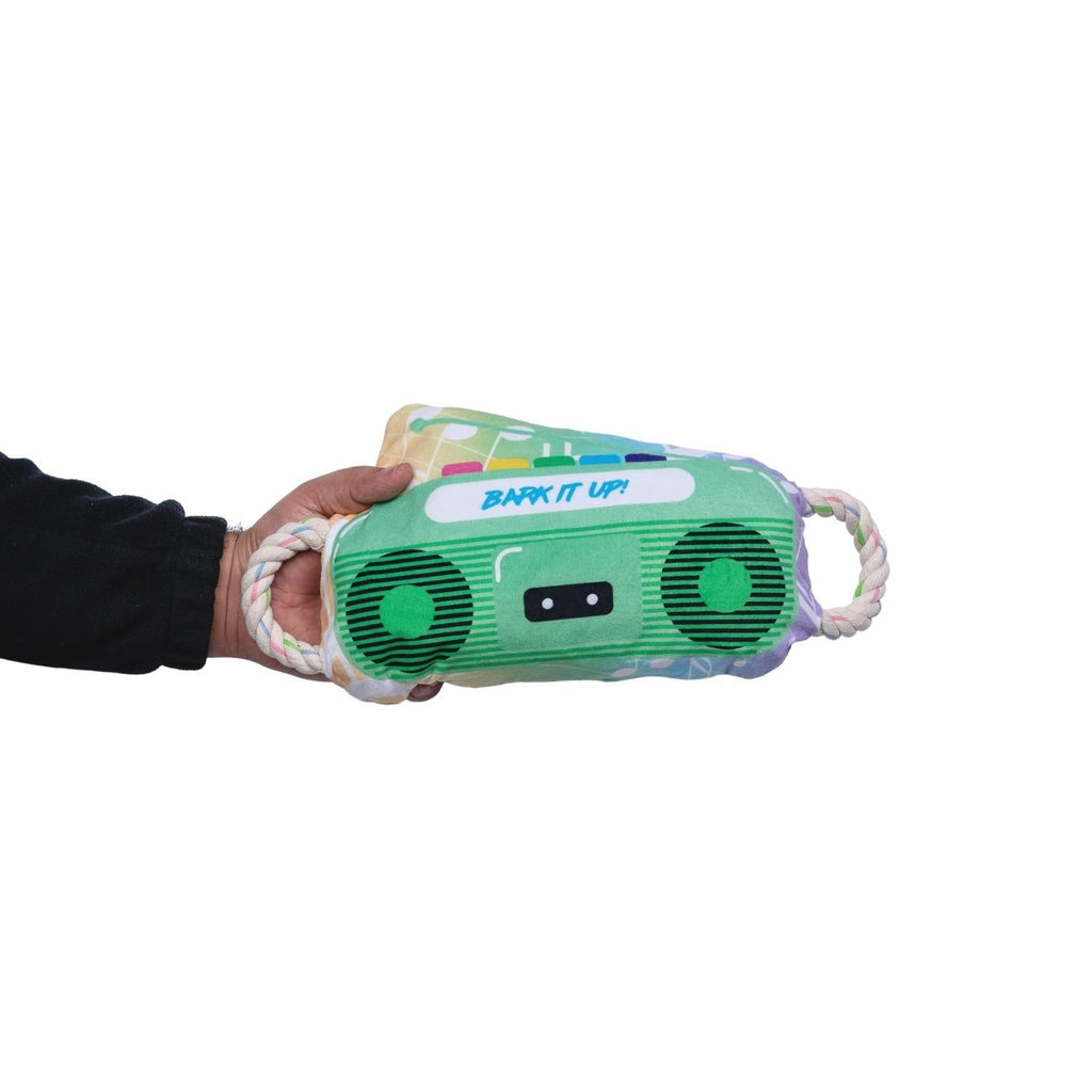 Retro Boombox Plush Dog Toy – with Squeaker & Crinkle Paper for Fun Play by American Pet Supplies