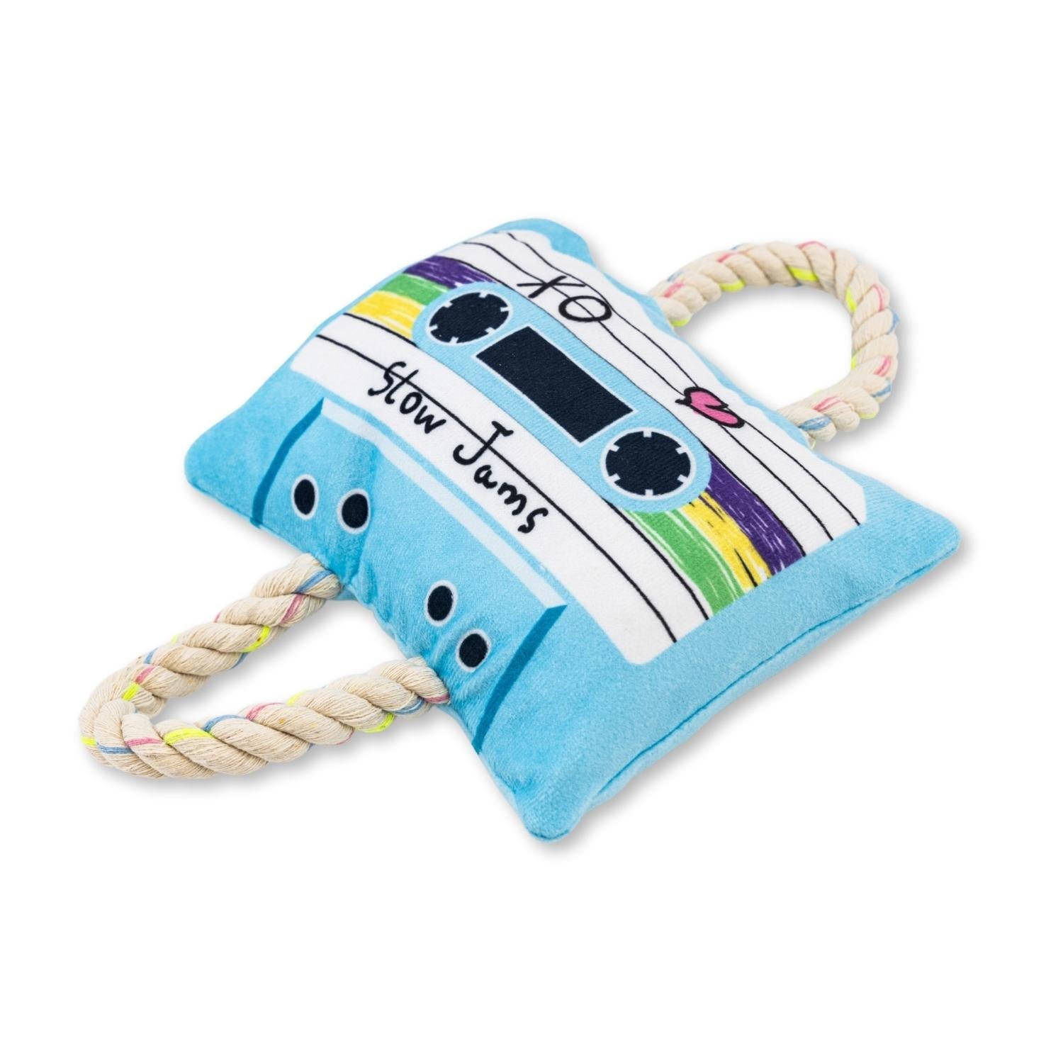 Retro Cassette Tape Plush Dog Toy – with Squeaker & Crinkle Paper for Fun Play by American Pet Supplies