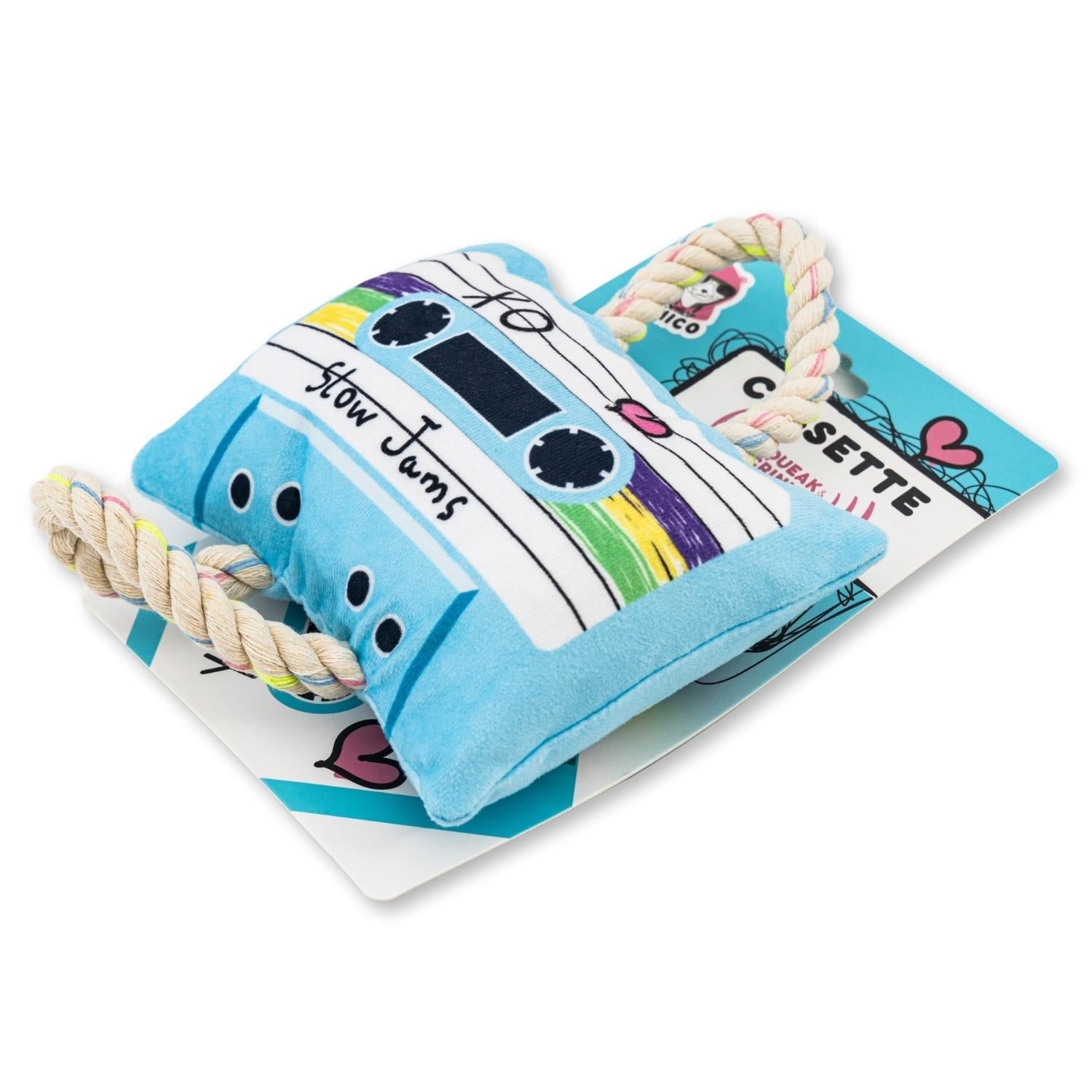 Retro Cassette Tape Plush Dog Toy – with Squeaker & Crinkle Paper for Fun Play by American Pet Supplies