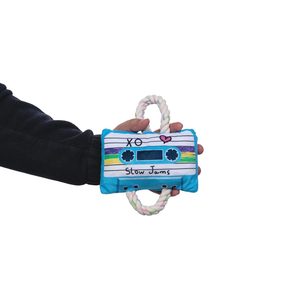 Retro Cassette Tape Plush Dog Toy – with Squeaker & Crinkle Paper for Fun Play by American Pet Supplies