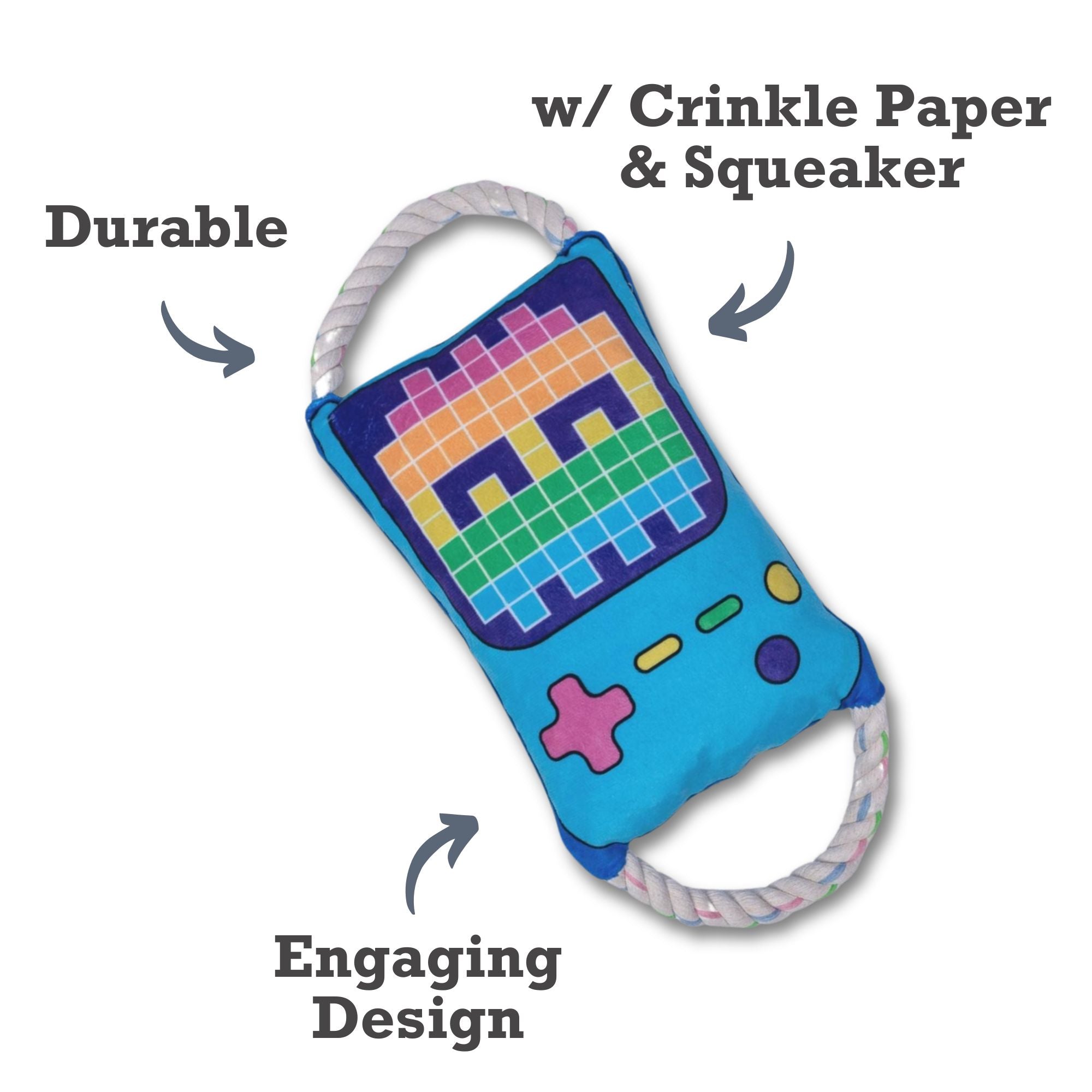 Retro Gamer Plush Dog Toy – with Squeaker & Crinkle Paper for Fun Play by American Pet Supplies