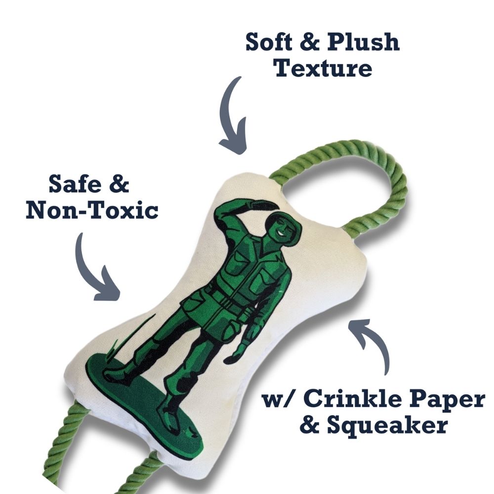 Retro Soldier with Squeaker & Crinkle Paper Plush Dog Toy by American Pet Supplies
