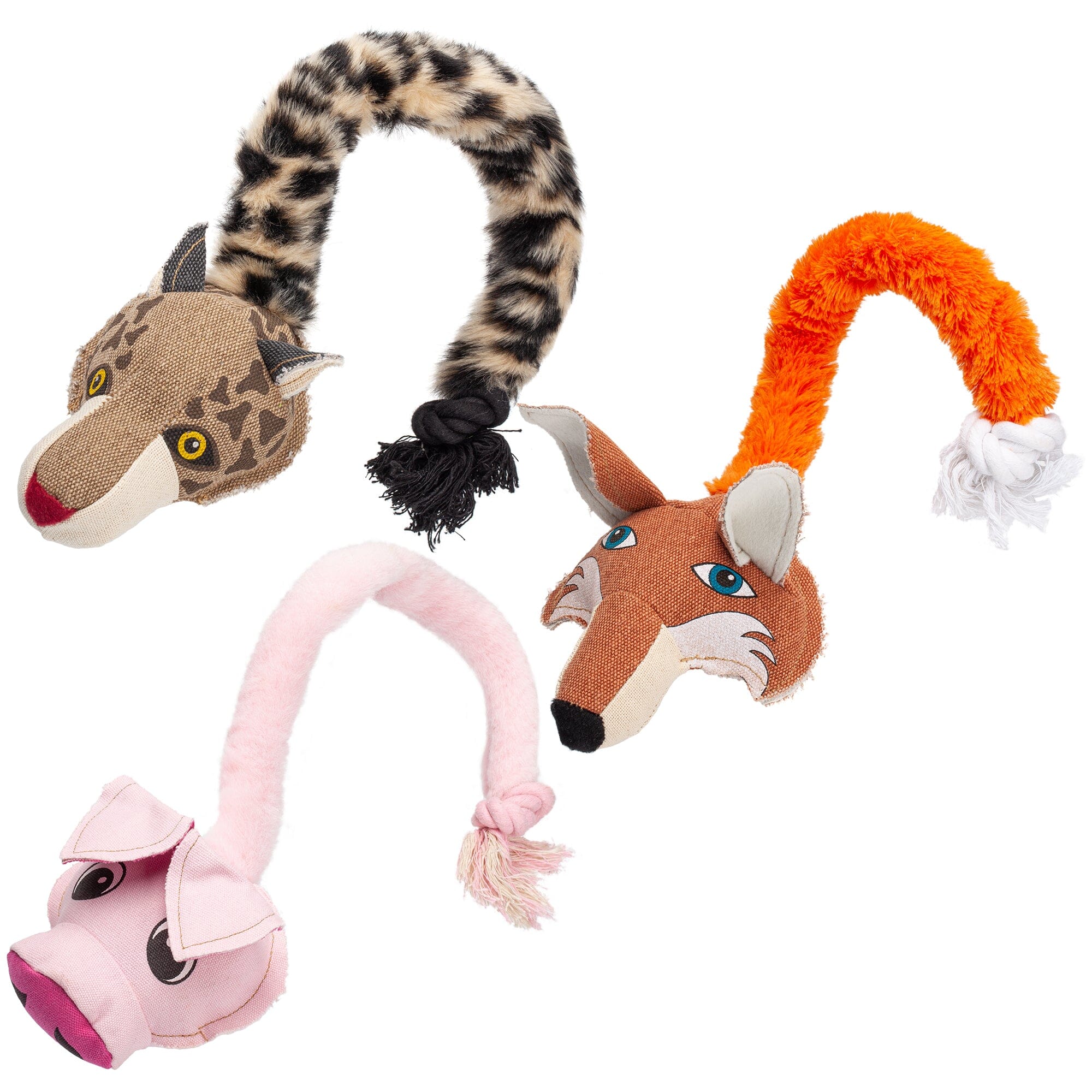 Safari Animal Toys + Ball & Rope Version by Dogline