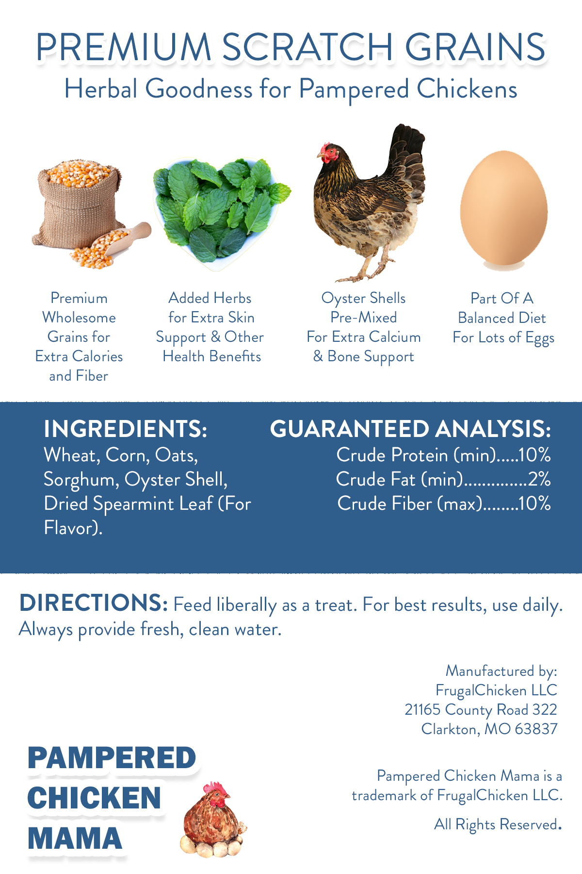 Premium Chicken Scratch With Herbs To Encourage Positive Behaviors by Dahlia Pets