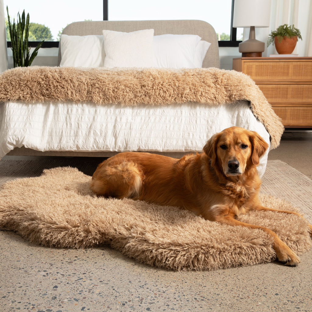 PupRug® Luxe Faux Fur Orthopedic Dog Bed - Plush Sheep Tan by Paw.com