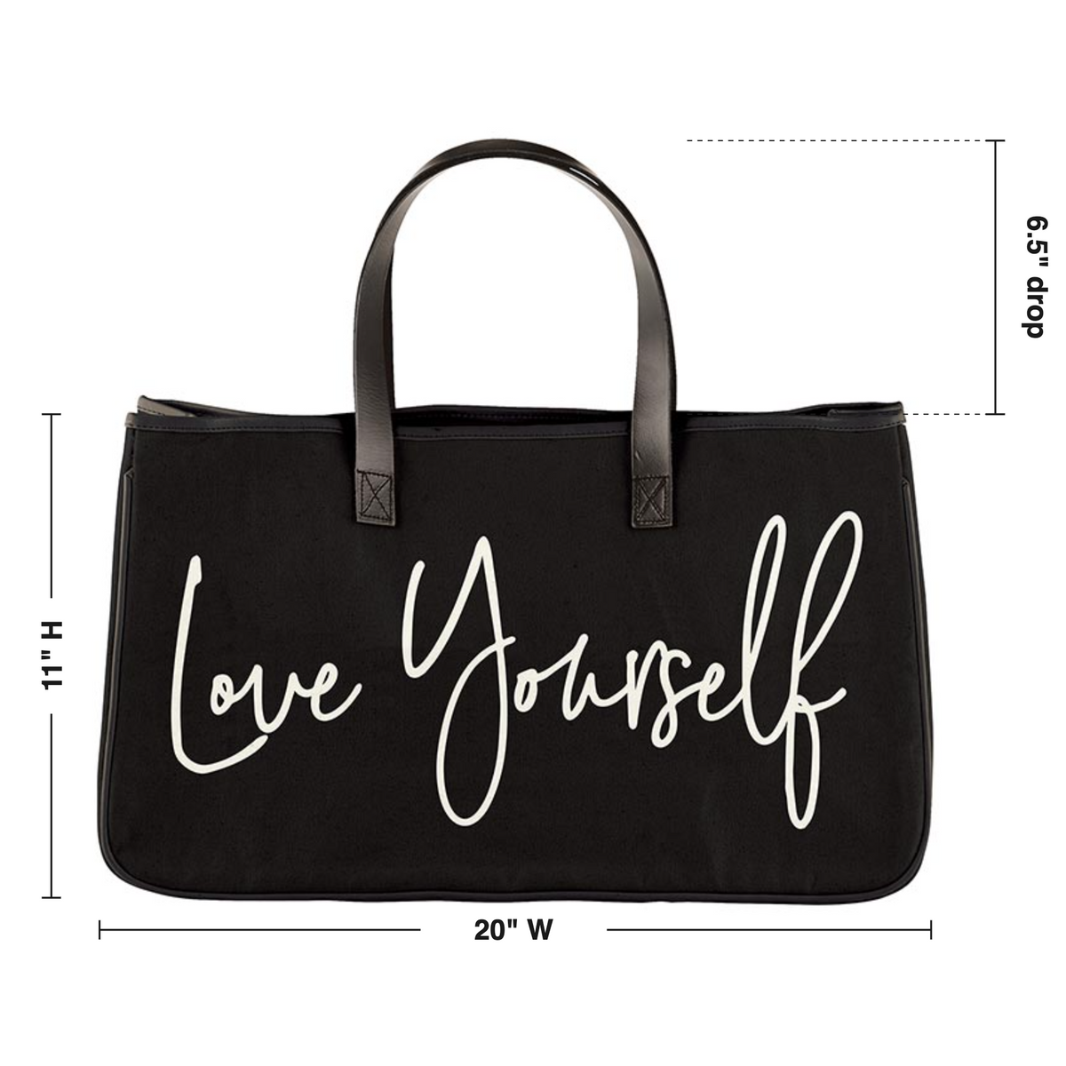Love Yourself Large Rectangular Tote Bag | Genuine Leather Handles by The Bullish Store