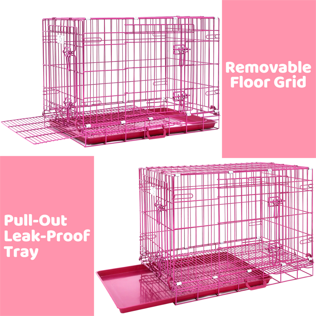 24-42" Collapsible Pink Dog Crate RED24-42 by Homey Pet Official