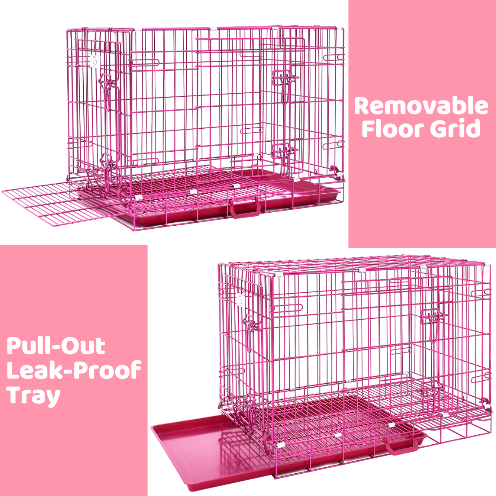24-42" Collapsible Pink Dog Crate RED24-42 by Homey Pet Official